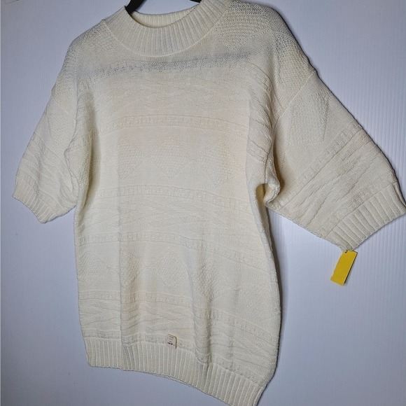 Vintage 80s Brunny 100% Cotton Crewneck Sweater Women's Large Short Sleeve - Picture 2 of 8